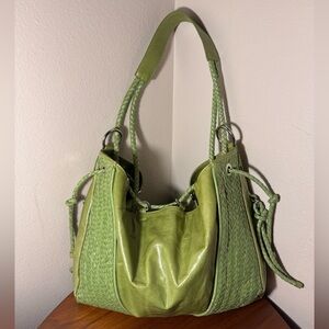 Bloomingdale's Green Leather Shoulder Bag